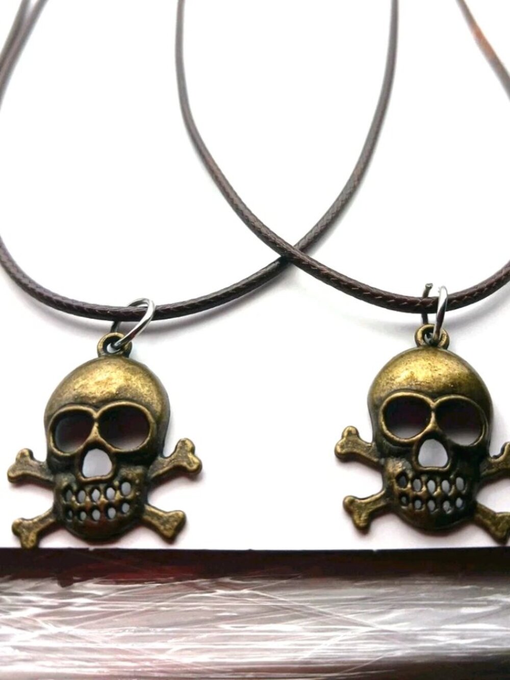 Skull + Crossbones Metal Necklaces Lot Of FOUR